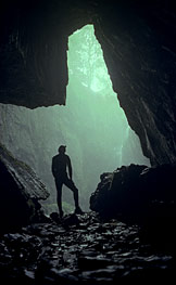 Looking into Alum Pot main shaft from Lower Long Churn Cave